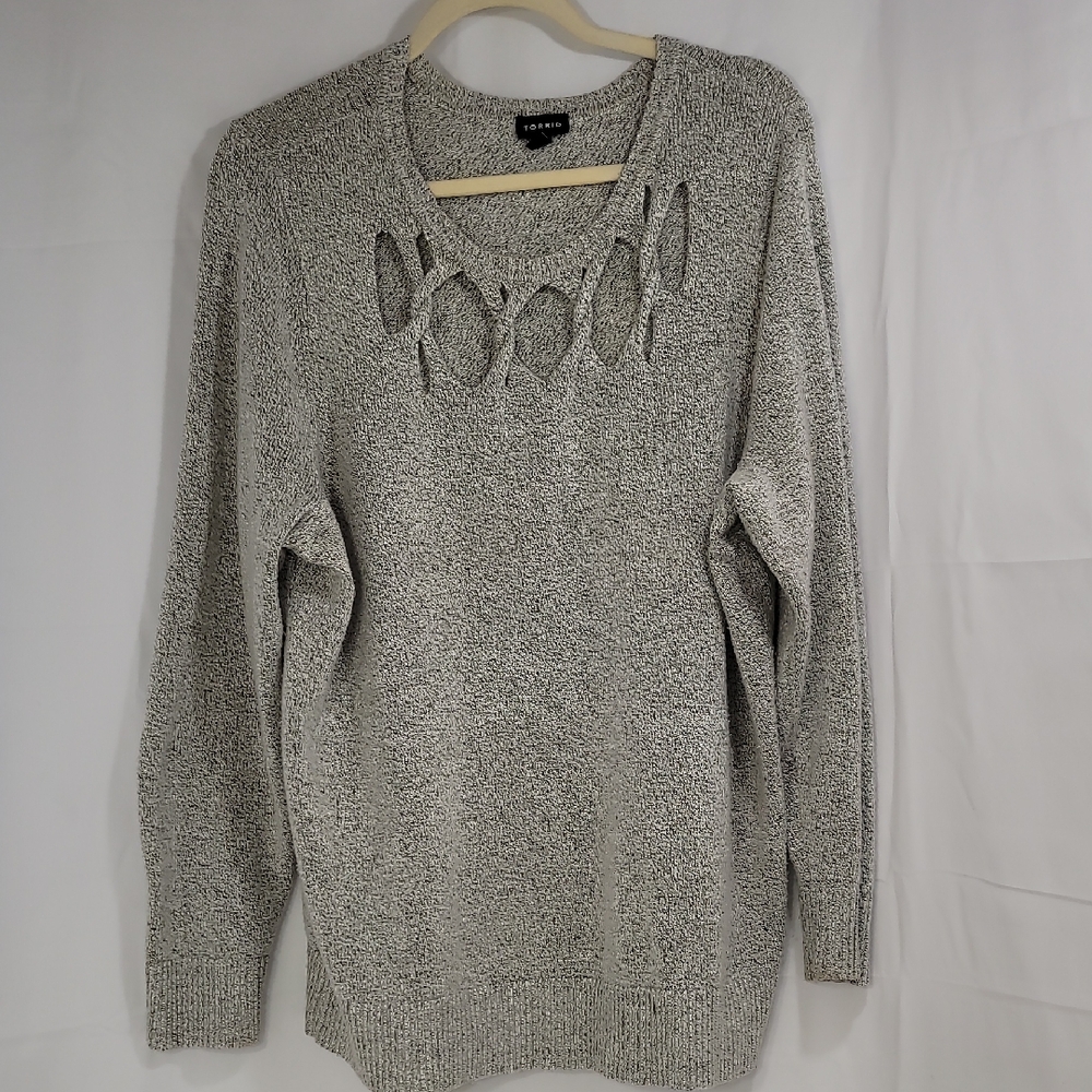 Torrid Gray Cozy Knit Crew Neck Sweater